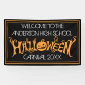 Custom Halloween Spuk House Carnival Black Banner (Horizontal)