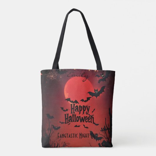 Custom Halloween Tasche mit Fledermäusen und Rotem (Rückseite)
