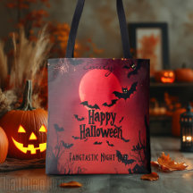 Custom Halloween Tasche mit Fledermäusen und Rotem