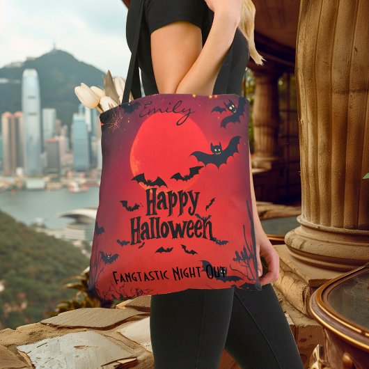 Custom Halloween Tasche mit Fledermäusen und Rotem