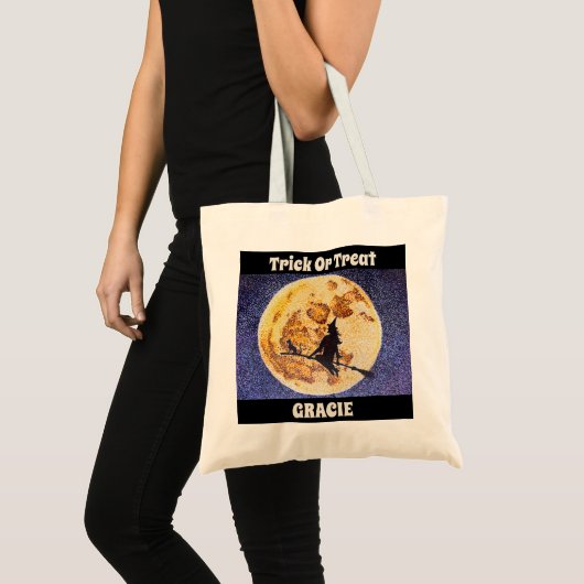 Custom Halloween Trick oder Treat Witte Tote Bag Tragetasche (Vorderseite (Produkt))