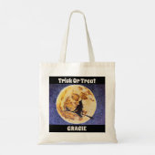 Custom Halloween Trick oder Treat Witte Tote Bag Tragetasche (Rückseite)
