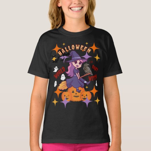 Custom Halloween World of Baby Hexe T-Shirt (Vorderseite)