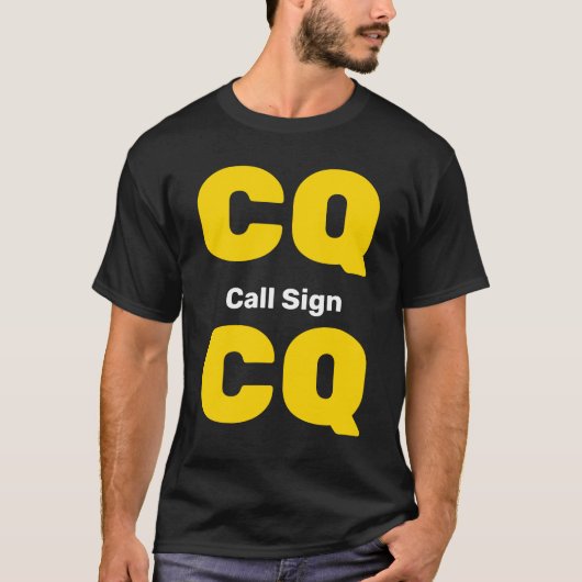 Custom Ham Radio Shirt Gold CQ Light Grau Call (Vorderseite)