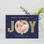 Custom Hamster Foto Blue Gold Freude Weihnachten (Stehend Vorderseite)