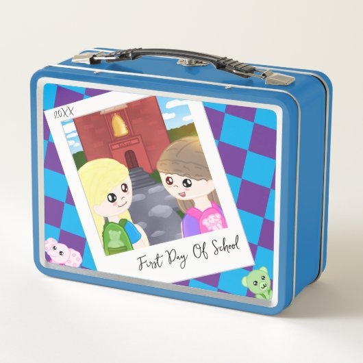 Custom Hand Drawn Back To School Designed Lunchbox (Rückseite)