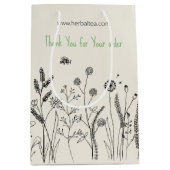 Custom Hand Drawn Botanical Thank You Gift Bag Mittlere Geschenktüte (Vorderseite)