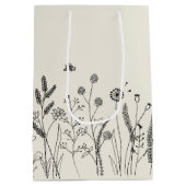 Custom Hand Drawn Botanical Thank You Gift Bag Mittlere Geschenktüte (Rückseite)