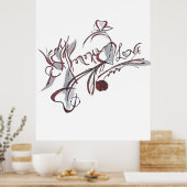  custom hand-drawn calligraphy art poster (Küche)