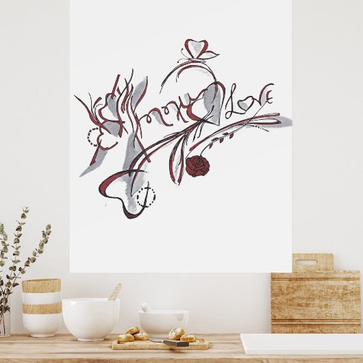  custom hand-drawn calligraphy art poster (Küche)