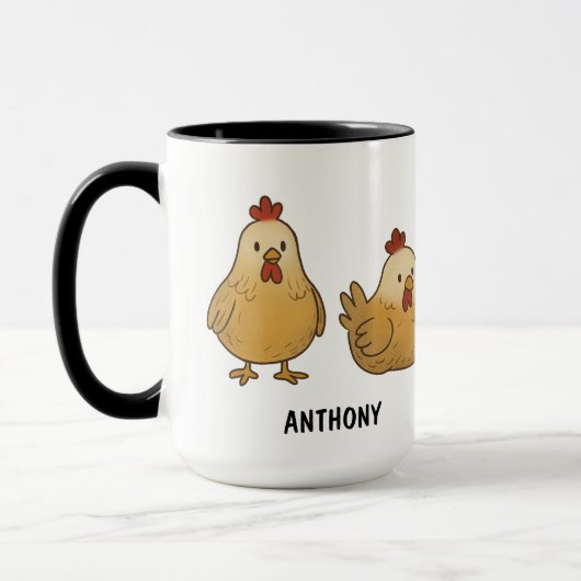 Custom Hand Drawn Chickens Farm Life Hens Coffee Tasse (Links)