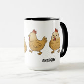 Custom Hand Drawn Chickens Farm Life Hens Coffee Tasse (VorderseiteRechts)