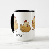 Custom Hand Drawn Chickens Farm Life Hens Coffee Tasse (Vorderseite Links)