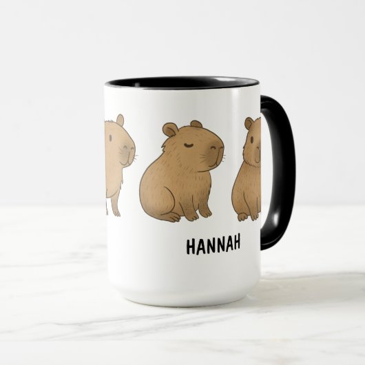 Custom Hand Drawn Cute Capybara Coffee Tasse (VorderseiteRechts)