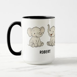 Custom Hand Drawn Cute Elephant Coffee Tasse