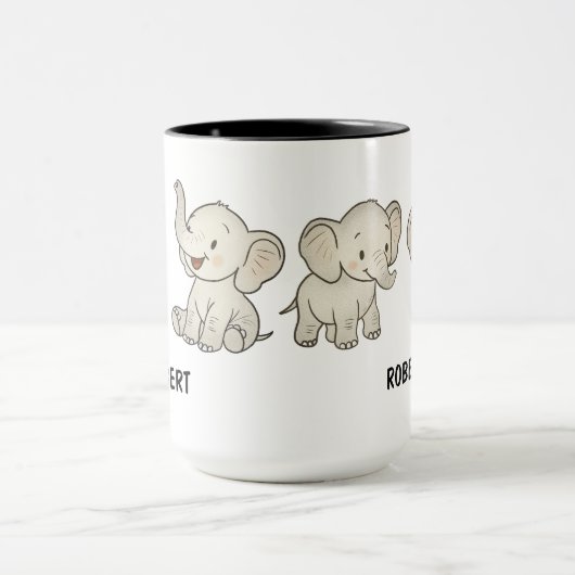 Custom Hand Drawn Cute Elephant Coffee Tasse (Zentrum)