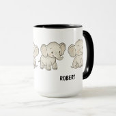 Custom Hand Drawn Cute Elephant Coffee Tasse (VorderseiteRechts)