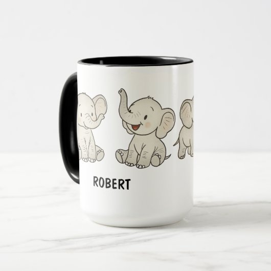 Custom Hand Drawn Cute Elephant Coffee Tasse (Vorderseite Links)