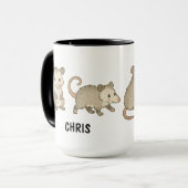 Custom Hand Drawn Cute Opossum Coffee Tasse (Vorderseite Links)