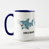 Custom Hand Drawn Cute Shark Coffee Tasse (Links)