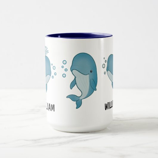 Custom Hand Drawn Cute Whale Coffee Mug Tasse (Zentrum)
