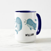 Custom Hand Drawn Cute Whale Coffee Mug Tasse (VorderseiteRechts)
