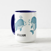 Custom Hand Drawn Cute Whale Coffee Mug Tasse (Vorderseite Links)