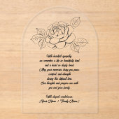 Custom Hand Drawn Flower Sympathy Acrylic Card Acryleinladungen (Vorderseite)