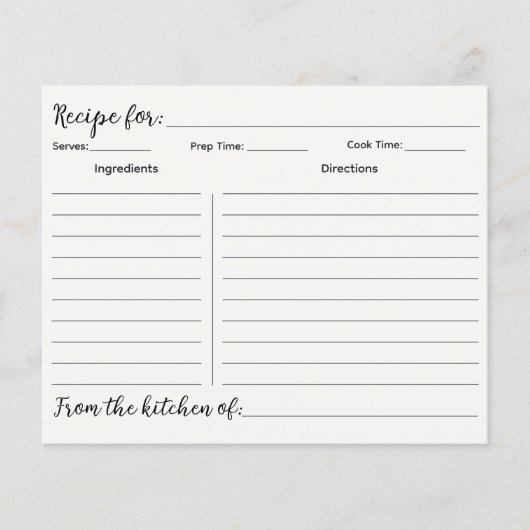 Custom Hand Drawn Kitchen Utensils Recipe Card (Vorderseite)