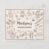 Custom Hand Drawn Kitchen Utensils Recipe Card (Rückseite)