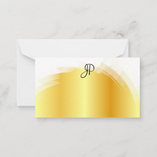 Custom Hand Script Monogram Elegante Imitate Gold Mitteilungskarte (Rückseite)