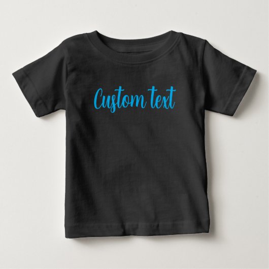 Custom Hand Script Text Template Black & Blue Baby T-shirt (Vorderseite)