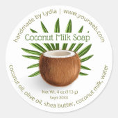 Custom Handmade Coconut Soap Business Label Runder Aufkleber (Vorderseite)