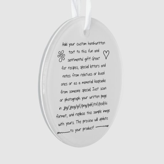 Custom Handwriting Ornament (Vorderseite)