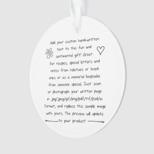 Custom Handwriting Ornament (Vorderseite)