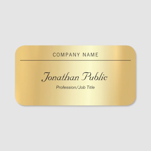Custom Handwriting Script Modernes Elegantes Gold Namensschild (Vorderseite)