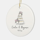 Custom Handwritten Blush Cream Doodle Wedding Cake Keramik Ornament (Links)