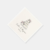 Custom Handwritten Pink Yellow Doodle Wedding Cake Serviette (Ecke)