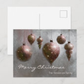 Custom Hanging Christmas Baubles Copper on Silver  Postkarte (Vorne/Hinten)