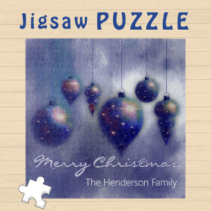 Custom Hanging Christmas Baubles dunkelblau - Puzzle