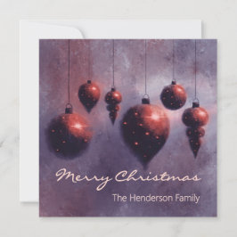 Custom Hanging Christmas Baubles Red on Violet -