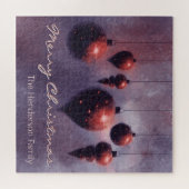 Custom Hanging Christmas Baubles Red on Violet - Puzzle (Horizontal)