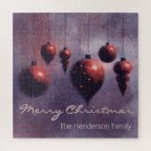 Custom Hanging Christmas Baubles Red on Violet - Puzzle (Vertikal)