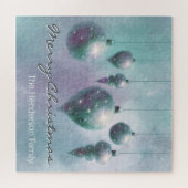 Custom Hanging Christmas Baubles Türkis Silver Puzzle (Horizontal)