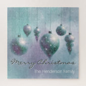 Custom Hanging Christmas Baubles Türkis Silver Puzzle (Vertikal)