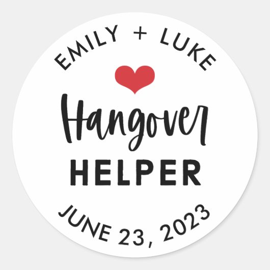 Custom Hangover Helper Wedding Erholung Kit Runder Aufkleber (Vorderseite)