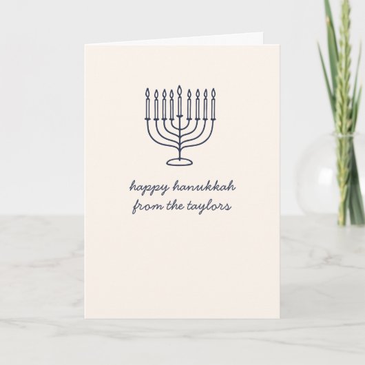 Custom Hanukkah Menorah Minimalist Doodle Letter Feiertagskarte (Vorderseite)