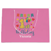 Custom Happy 1. Geburtstag Große Geschenktasche Geschenktüte (Vorderseite)