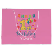 Custom Happy 1. Geburtstag Große Geschenktasche Geschenktüte (Rückseite)