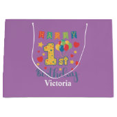 Custom Happy 1. Geburtstag Große Geschenktasche Geschenktüte (Vorderseite)